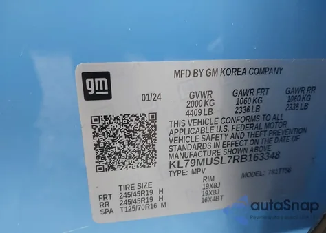 2024 Chevrolet Trailblazer Awd Rs z USA, uszkodzony, nr VIN KL79MUSL7RB163348